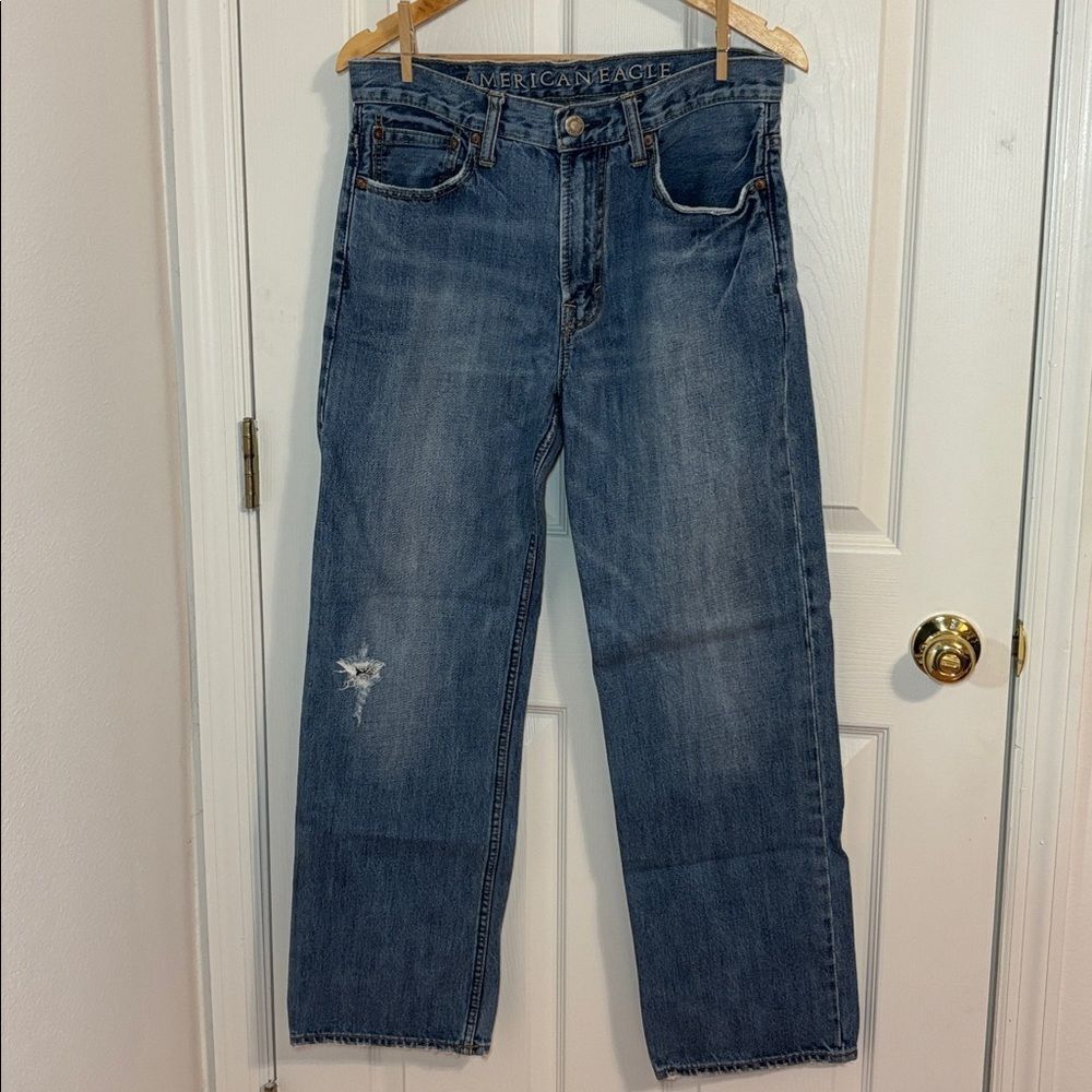 American Eagle Y2K Men’s Low Loose Blue Jeans, 29 x 30